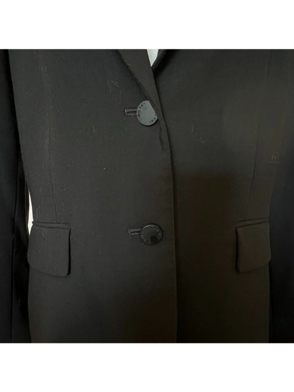 Calvin Klein Womens Blazer Notched 2 Button Black Sz 10 Classic Capsule Neutral - Picture 5 of 14